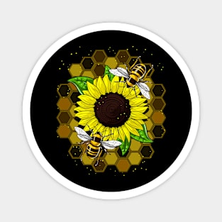 Sunflower Hippie Bees Magnet